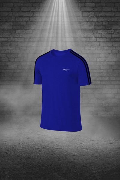 POSEIDON STORM Men's Blue Fit Fabric Short Sleeve T-Shirt Shorts Double Suit with Pockets for Walking and Running (S-3Xl)