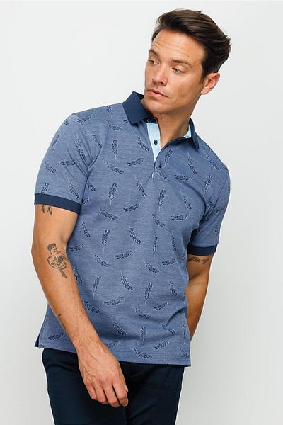 Desen Triko Ανδρικό μπλουζάκι Polo Neck Feather με σχέδιο Navy Blue