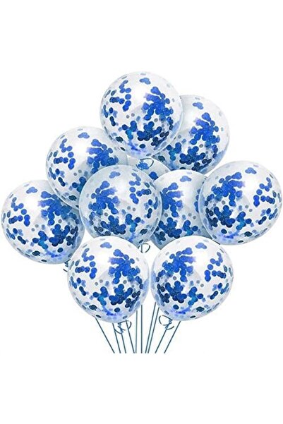 Partioutlet بالون كونفيتي أزرق كحلي شفاف 10 قطع