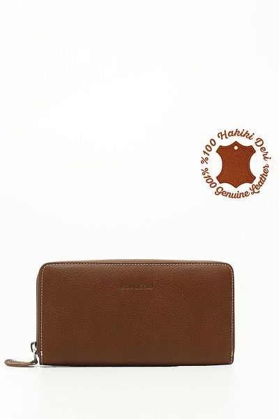 GÖNDERİ(R) Women's Tan Mink Horizontal Genuine Leather Wallet