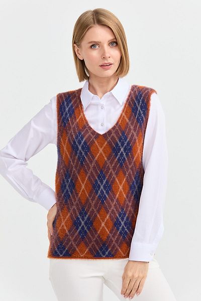 Desen Triko Women's Argyle Patterned Sweater 2