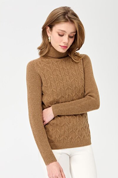 Desen Triko Γυναικείο Πλήρες Πουλόβερ με ζιβάγκο μπροστά V.Camel