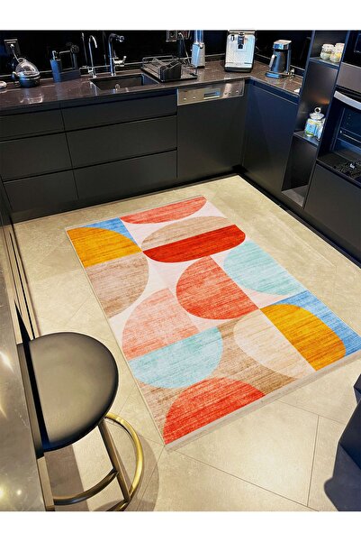 Rugs Modern Halı Leyla Koleksiyonu Pastel Tonlarda Çok Renkli Oval Şekiller D...