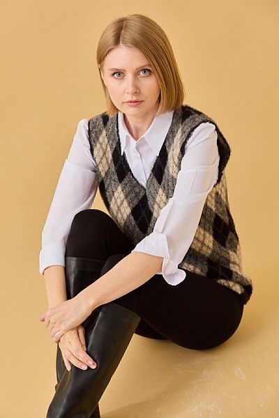 Desen Triko Pulover cu model Argyle de damă 1