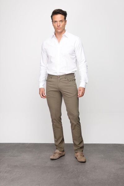 Desen Triko Men's Elastic Waist 5-Pocket Cotton Trousers Khaki