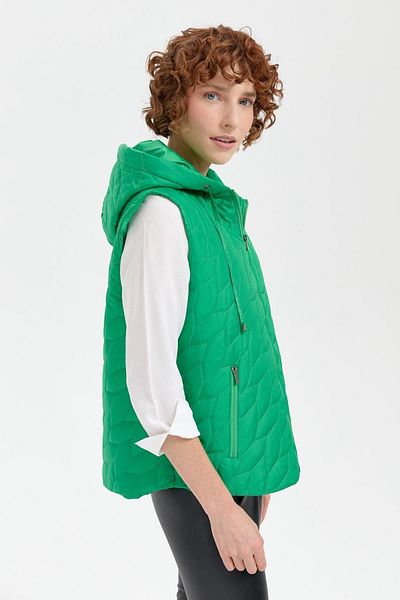 Desen Triko Vestă de damă cu glugă cu model frunze verzi
