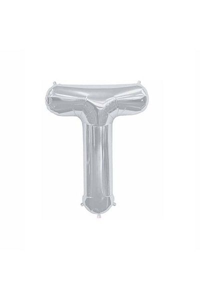 Partioutlet Letter T Foil Silver Balloon Small 35 Cm