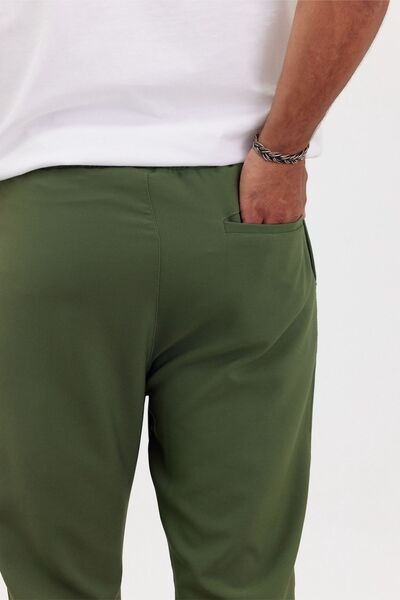 MADZEYMODA New Season Khaki Green Men's Jogger Pants - Boyfriend Pattern, Grass Detailed Mz22032