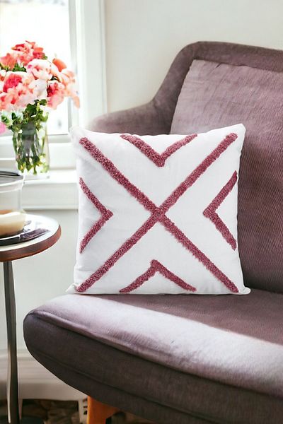 ÖZENEV Punch Design Bohemian Patterned Decorative Throw Pillow Cover 45x45 Cm Ethnic Authentic Poncho