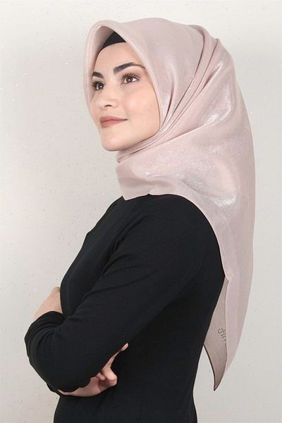 PİRAMİT Powder Pink Amber Glitter Scarf 4009-19