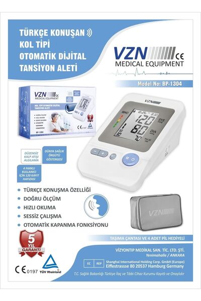 VZN 1334 Kol Tipi Koldan Ölçer Otomatik Dijital Tansiyon Aleti 5 Yıl Garantili