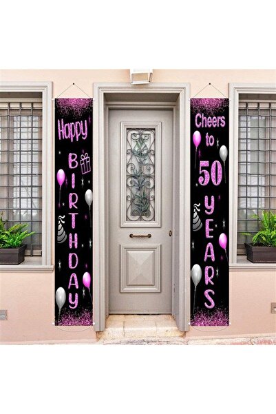 Partioutlet 50 Yaş Fuşya Bayrak Flama 2 Adet