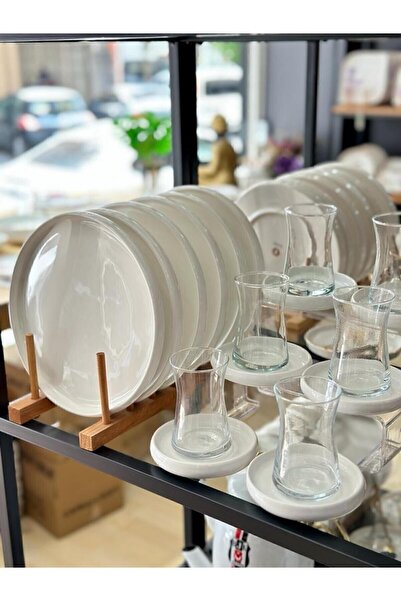 Onedekor 18 Parça Bianco Perla Pasta Tabağı ve Çay Takımı Seti