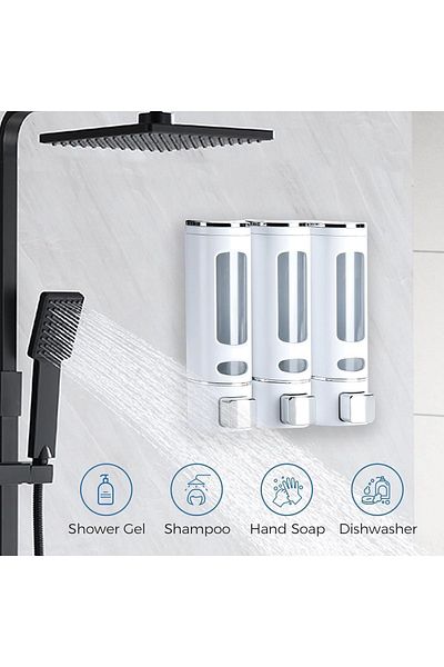 MAİN SHOP 400ML 3PCS Επιτοίχιος Χειροκίνητος Διανομέας Σαπουνιού & Σαμπουάν