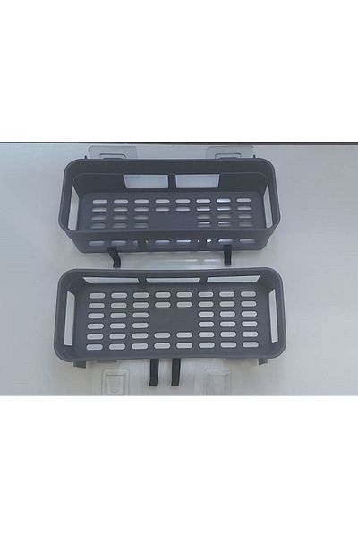 MAİN SHOP 2 τεμαχίων αυτοκόλλητο ράφι κουζίνας και μπάνιου, σαμπουάν, σαπούνι, οργάνωση αφρόλουτρο Anthracite Color M-160