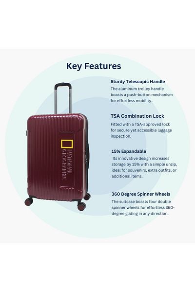 NATIONAL GEOGRAPHIC Canyon Luggage Set 3 pc Burgundy