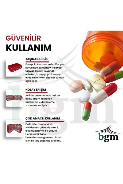 bgm İlaç Kutusu Günlük/Haftalık Valiz Kapaklı İlaç Düzenleyici Organizer