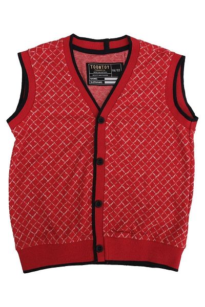 Bebelop Sleeveless and Buttoned Diamond Patterned Sweater