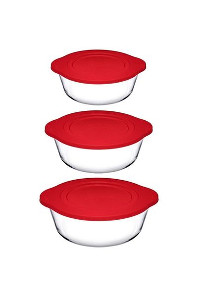 Paşabahçe 3-Piece Pyrex Pot Set (Coated: 840Cc-1450Cc-2100Cc)