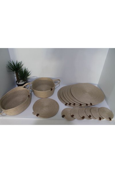 NAYS American Serving Supla Bread Bowl Trivet Under Cup Set Cream Color