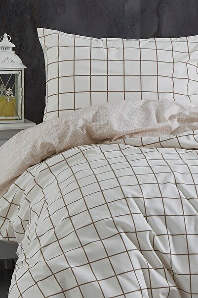 PAMUKKALE HOMECOLECTİON Ranforce Single Duvet Cover Set Square Cream