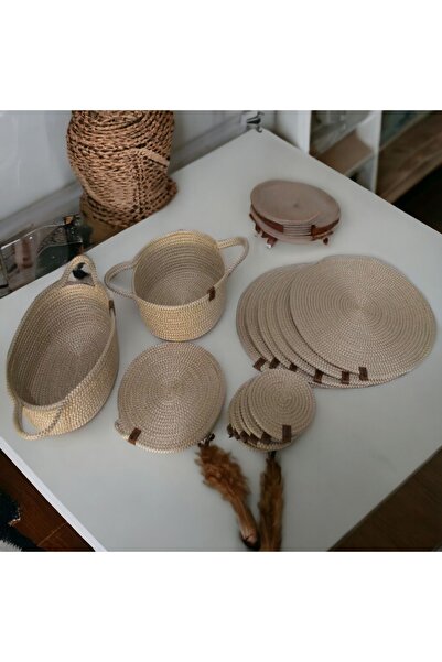 NAYS Amerikan Servis Supla Ekmeklik Nihale Bardak Altı Set Krem Rengi