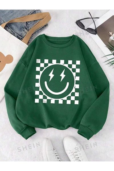 FAVORİST Φούτερ Crew Neck Oversize - DAMALI SMİLE Printed