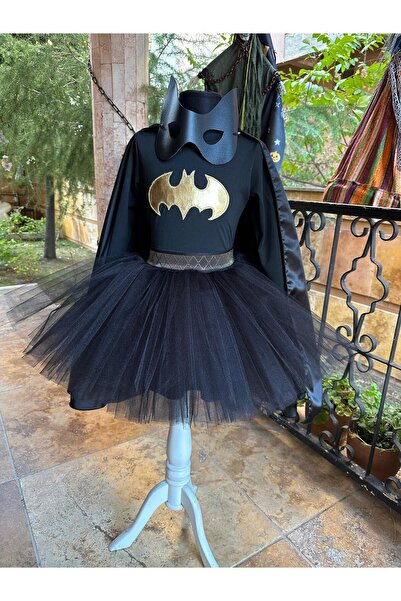 Beşik Kostüm Batgirl Kostümü - Maskeli ve Pelerinli Süper Kahraman Kostümü