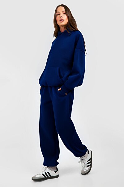 OKULCUBABA Άνετο χειμερινό σετ φόρμας από βαμβάκι από 3 κλωστές - Χωρίς στάμπα