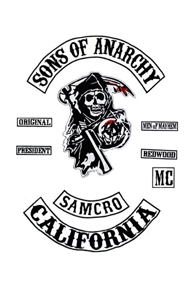 StüdyoÜmitTişört Sons Of Anarchy 9 Parça Tam Takım Sırt Yama Set Patch Peç Arma Ve Kot Yamaları Patches