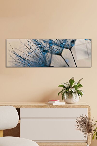 Vosevu Soyut Karahindiba Panoramik Cam Tablo, Modern Ev ve Ofis Dekoru, Hediyelik Duvar Dekorasyonu