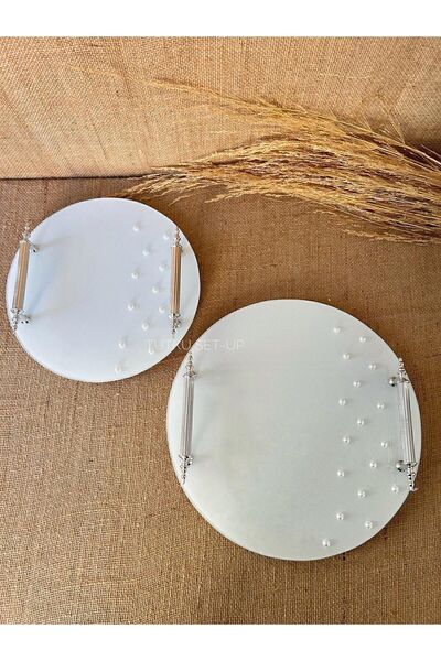 Genel Markalar Buz Cam İnci Detay Söz-Nişan Tepsisi, Damat Kahvesi, İncili Bu...