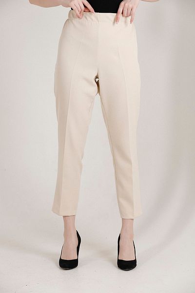 Mogi Butik Women's Large Size Carrot Leg Lycra Woven Trousers 3044