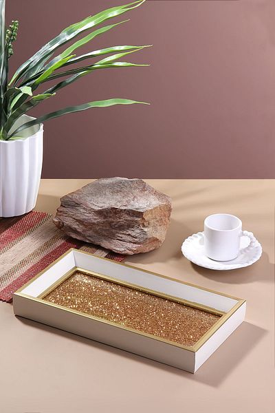 Sezka Life Rose Powder Patterned - Tea Coffee Presentation Plastic Tray