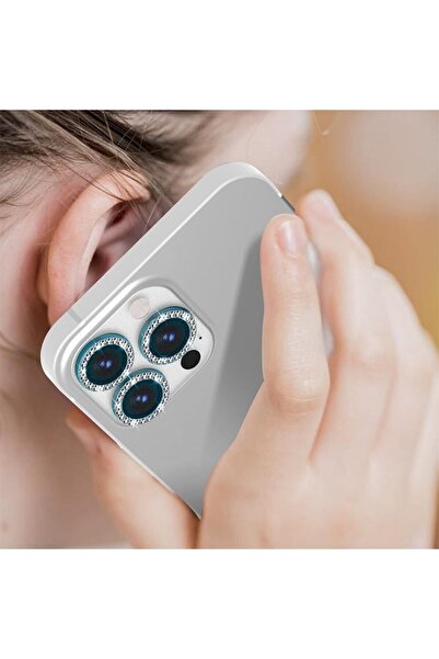 EDELFU Camera Protector for iPhone 13 Pro Max / 13 Pro Stone and Metal Lens Protector Blue