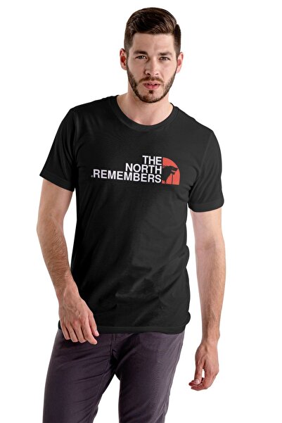 Butik The North Remembers Printed T-Shirt Μαύρο μπλουζάκι Unisex GOT