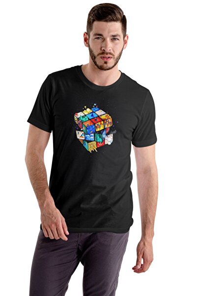 Butik Tricou cu imprimeu Cube Tricou negru unisex Cube