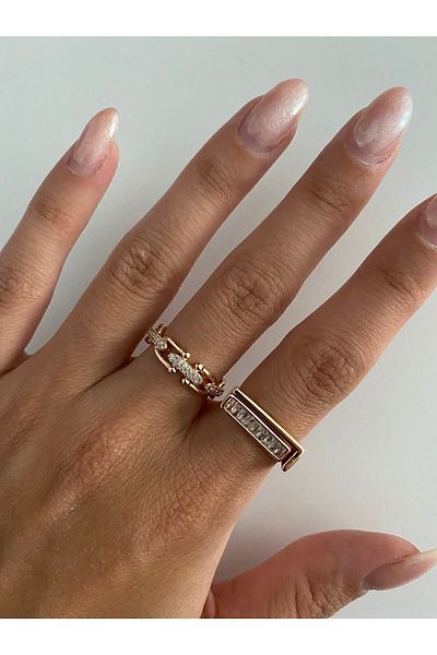 ringbox Gold Brand Model Zircon Stone Chain Ring