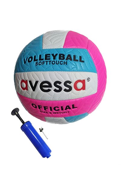 AVESSA Queen Fosforlu Voleybol Topu Bsf-012 Sarı-pembe-mavi Ve El Pompası