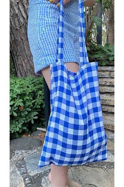 White Alamode Τσάντα ώμου με σχέδιο Gingham