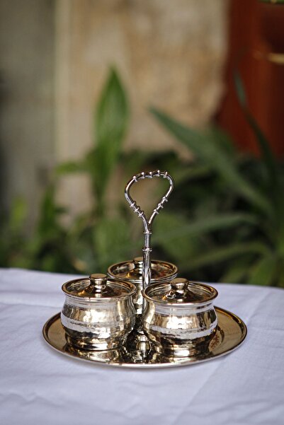 ANTEPSEPETİ Copper Silver Plated Table Top 3 Spice Shakers