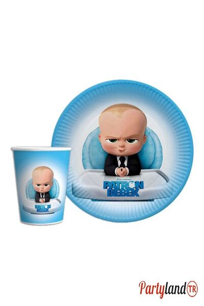 PartylandTR Patron Bebek Baby Boss 16 Adet Tabak 16 Adet Bardak