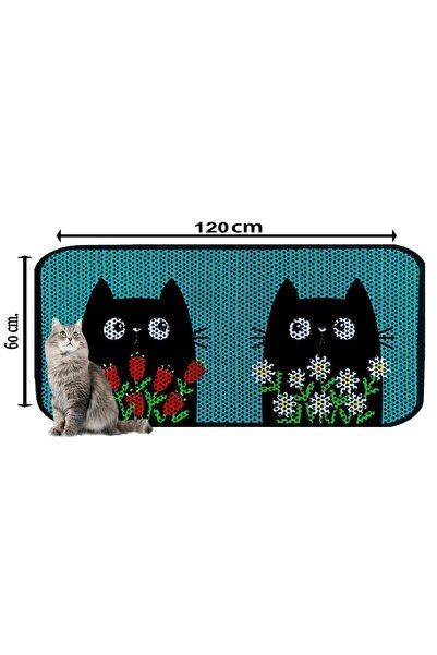 AKTUNÇ XXL BÜYÜK BOY ELEKLİ TUVALET ÖNÜ DESENLİ KEDİ KUMU PASPASI 60X120 CM