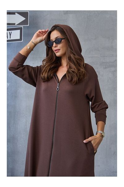 Elif Özbey Butik Φόρεμα Modal Bell - Καφέ με φερμουάρ