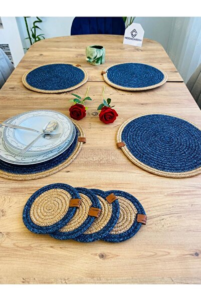 JÜTEX HOME 8 bucăți plăci și subțire din răchită de iută - serviciu american