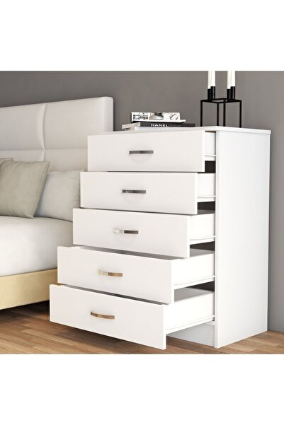 Tanmob Şifonyer 5 Çekmeceli Beyaz - Sfy0201