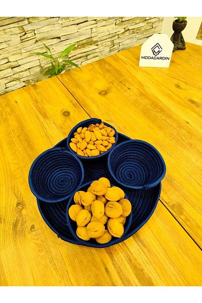 JÜTEX HOME 5 Piece Wicker and Jute Presentation Cookie Set - Presentation Container with Tray
