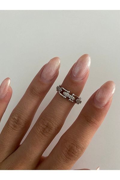 ringbox Silver Color Brand Model Zircon Stone Chain Ring