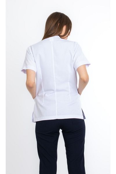 Uçak Medikal Jachetă albă lungime, mânecă scurtă, guler judecător, haină doctor