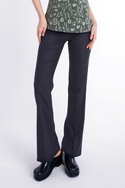 Uçak Medikal Anthracite Gray Licra Spanish Leg Pants